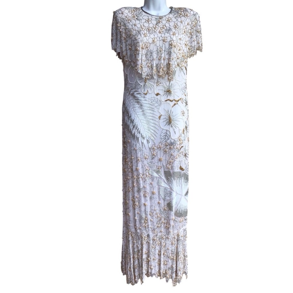 Vintage Beaded Formal Evening Gown